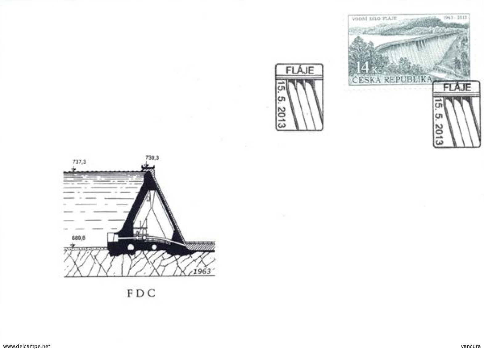 FDC 763 Czech Republic Flaje Water Dam 2013 - Agua