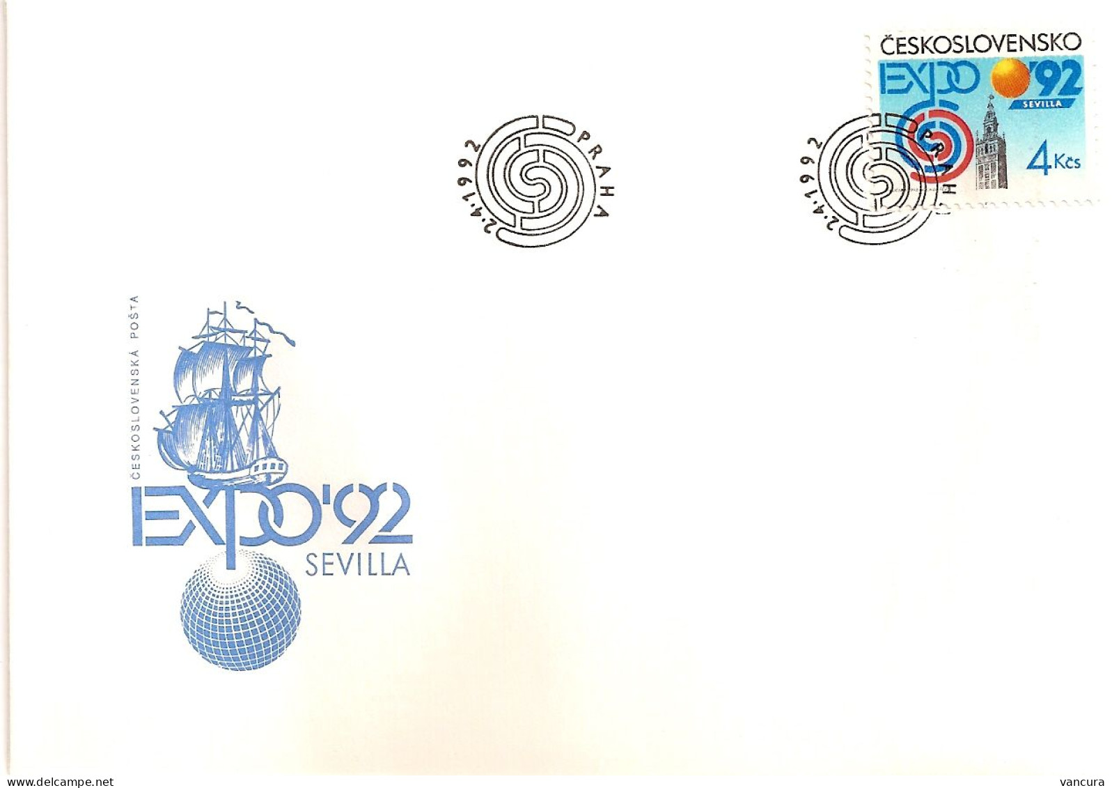 FDC 3004 Czechoslovakia EXPO Sevilla 1992 - 1992 – Sevilla (España)