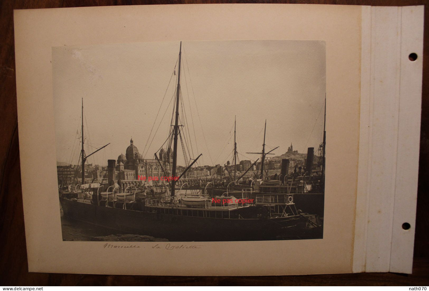 Lot 2 Photo 1900's Marseille Navire Paquebot Le Dumbea Indochine Indo China La Joliette Tirage Print Vintage Animée - Boats