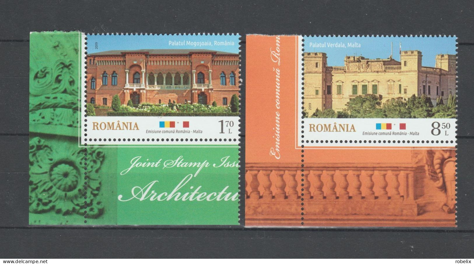 ROMANIA 2019 Joint Issue Romania-Malta, Architecture Palaces - Set Of 2 Stamps  MNH** - Gezamelijke Uitgaven