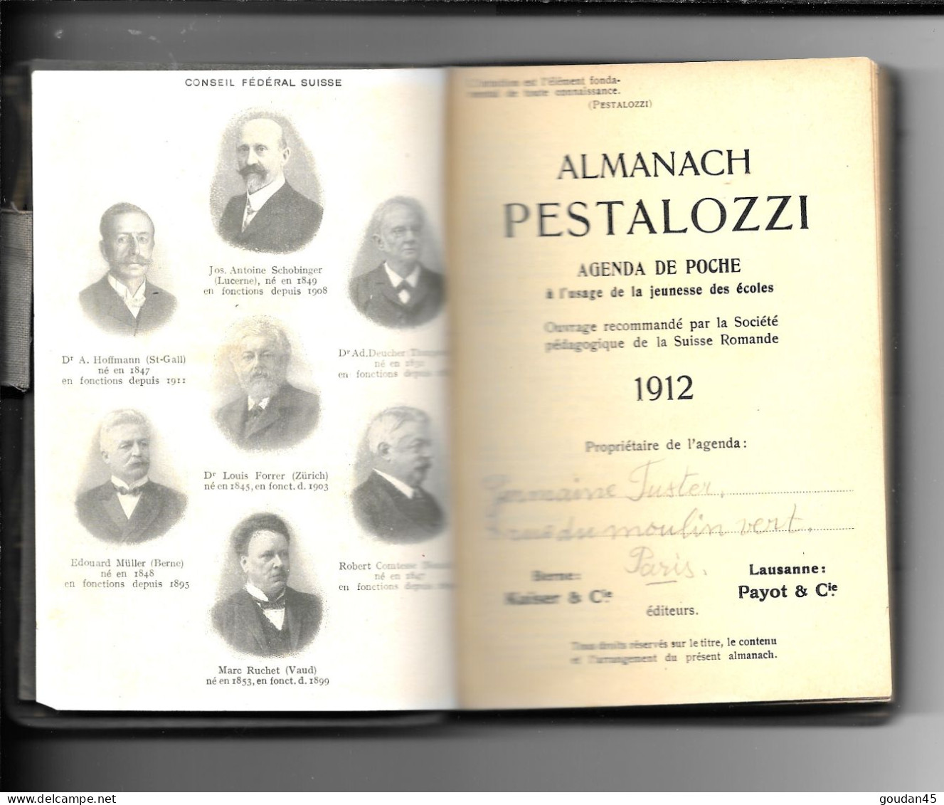 Almanach PESTALOZZI 1912 SUISSE - Non Classés