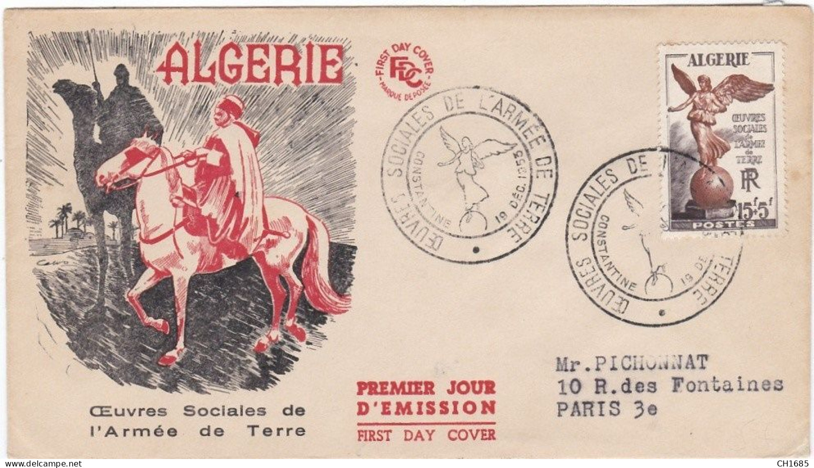 ALGERIE : FDC  Oeuvres Sociales De L'Armée De Terre  Constantine 1961 - FDC