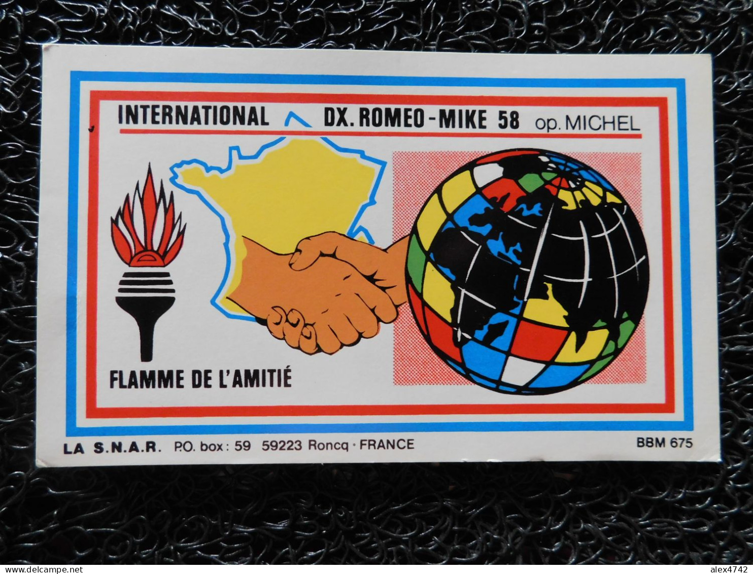 QSL - CB, International DX. ROMEO-MIKE, Op. Michel, Flamme De L'amitié, Roncq, France  (F20) - CB