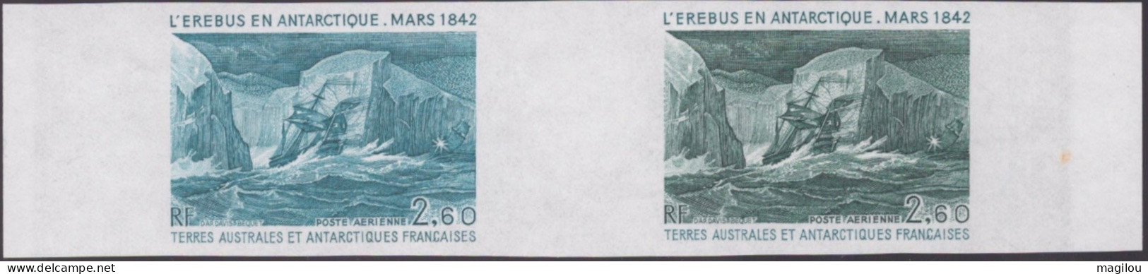 2 Essai De Couleur  Taaf/fsat Port Bateau L’erebus Yvert PA 79 MNH ** - Sin Dentar, Pruebas De Impresión Y Variedades