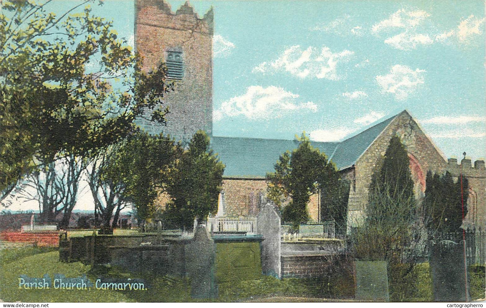 United Kingdom Postcard Wales Caernarfon Parish Church - Gwynedd