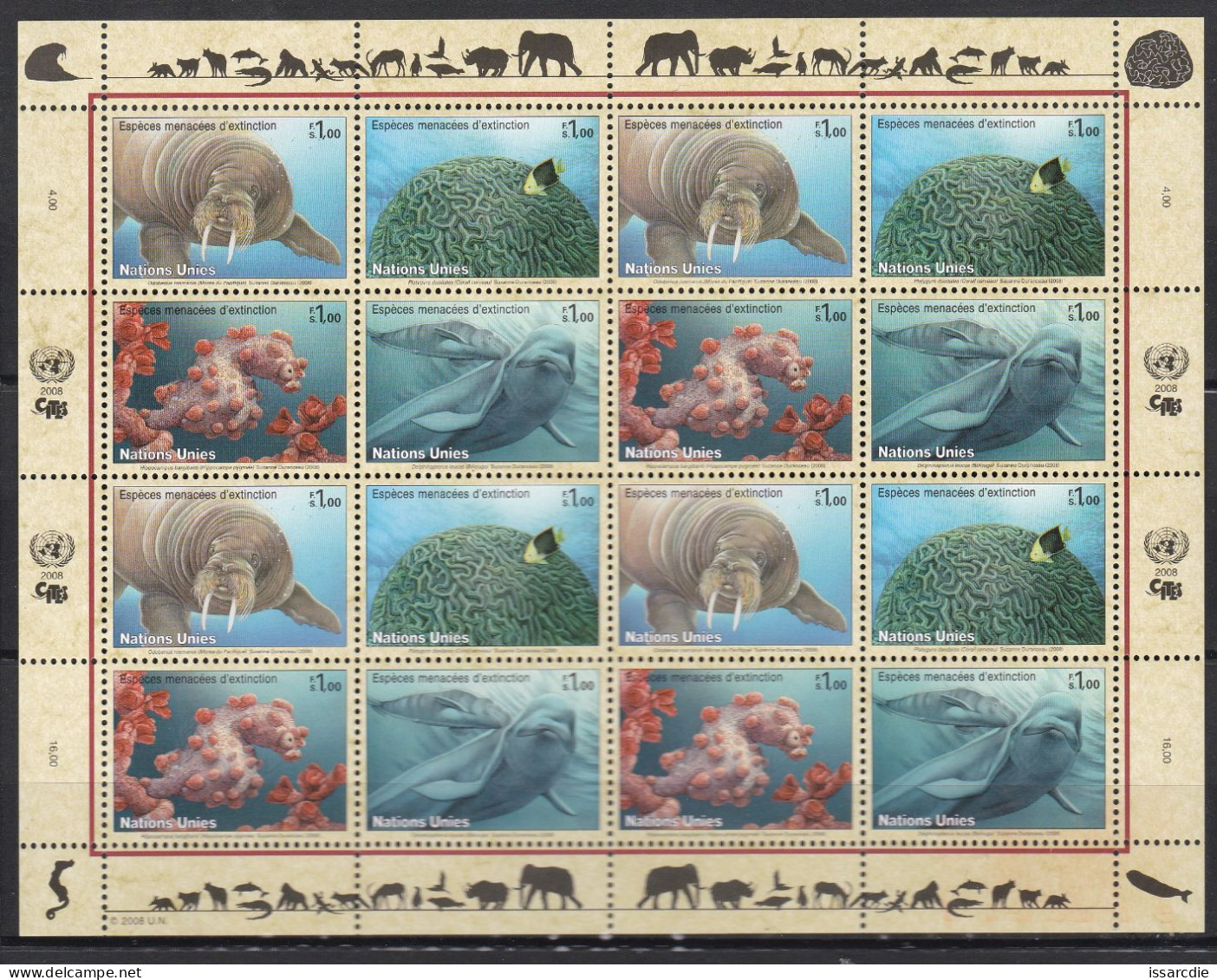 Nations- Unies  Genève  Protection De La Nature Timbres N°598/601 Neufs** - Unused Stamps