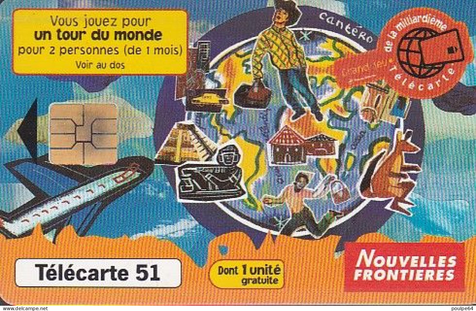 F1019A  11/1999 - MILLIARDIÈME TOUR DU MONDE - 51 SO3 - (verso : N° Sur Fond Noir - Deux Lignes Alignées) - 1999