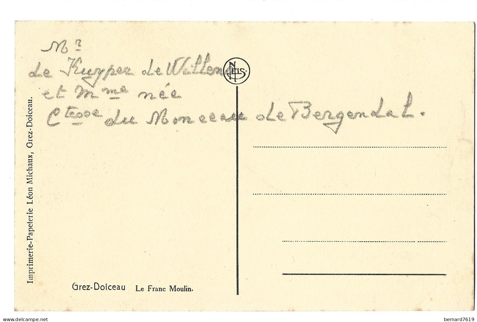 Belgique  -  Grez Doiceau  - Le Franc Moulin - Mr  De Kuyper  De Weillema Et Mme - Grez-Doiceau