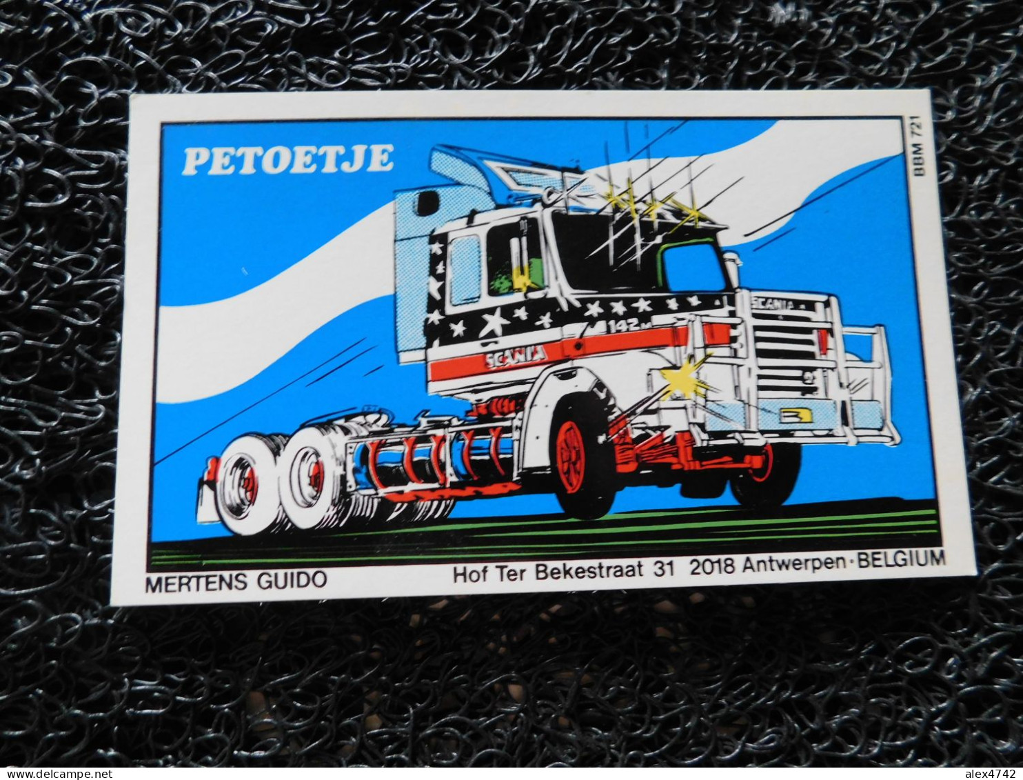 QSL - CB, PETOETJE, Mertens Guido, Antwerpen, Belgium, Camion Scania (F20) - CB-Funk