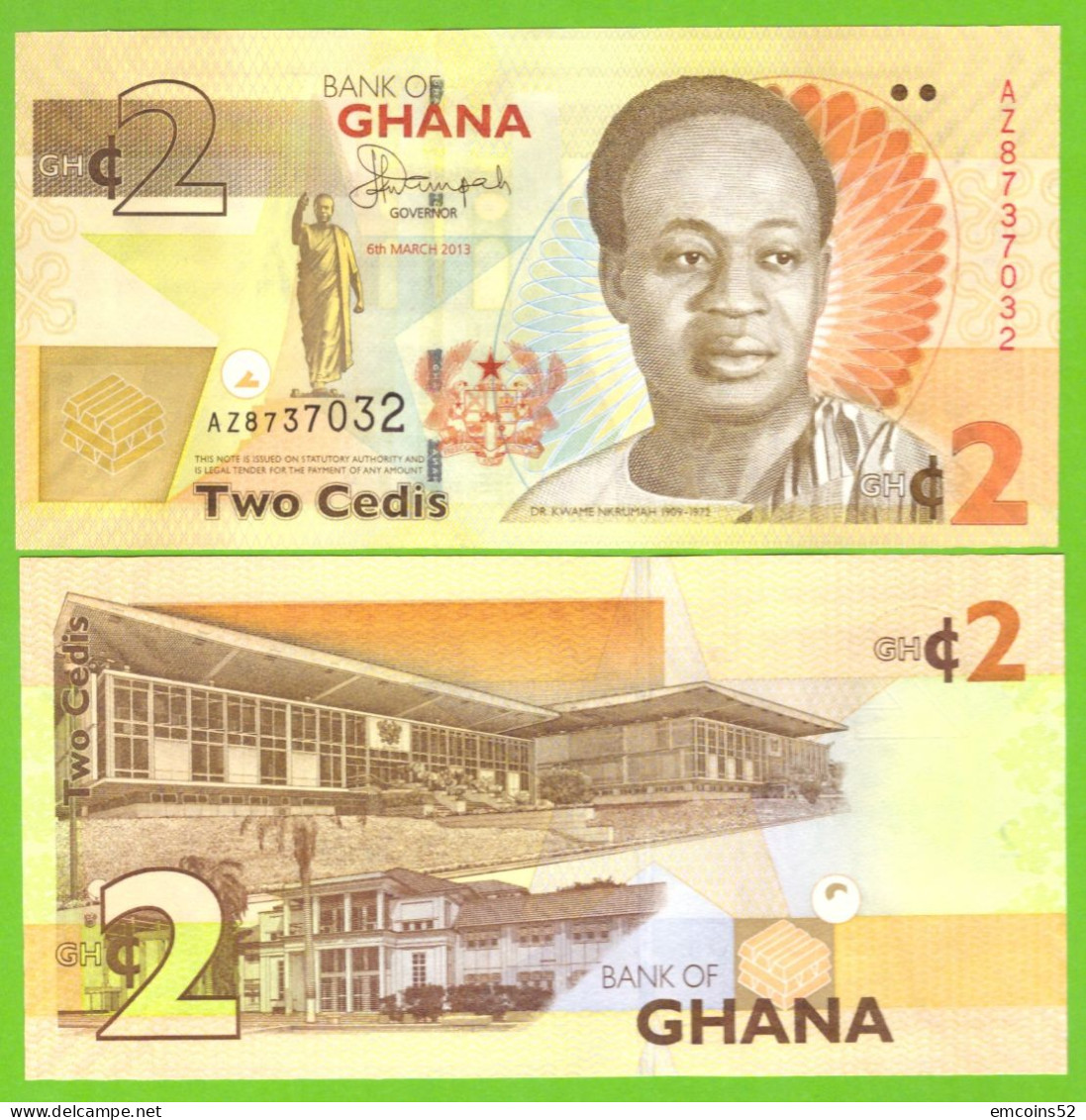 GHANA 2 CEDIS 2013 P-37Ab UNC - Ghana