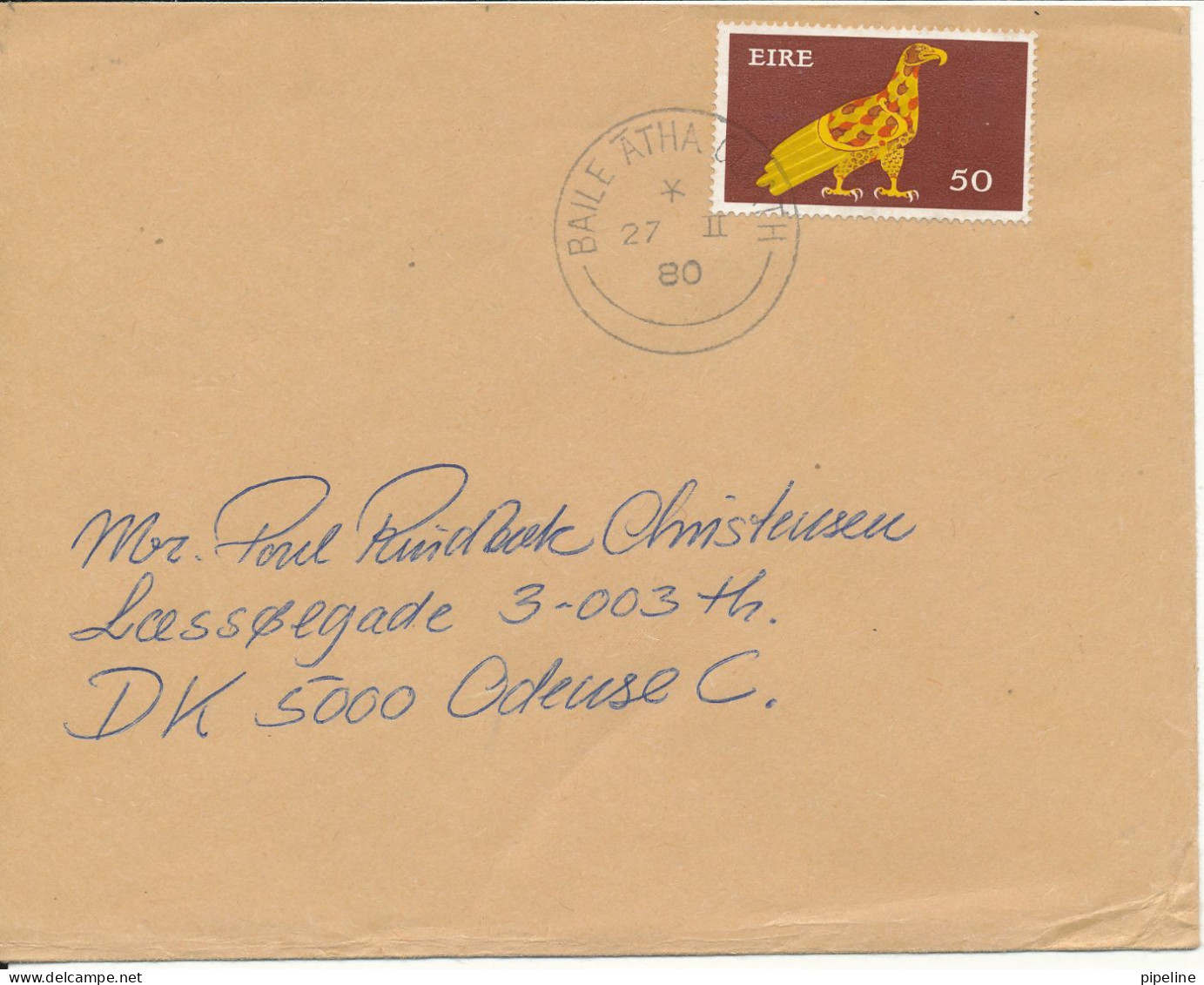 Ireland Cover Sent To Denmark 27-2-1980 Single Franked - Briefe U. Dokumente