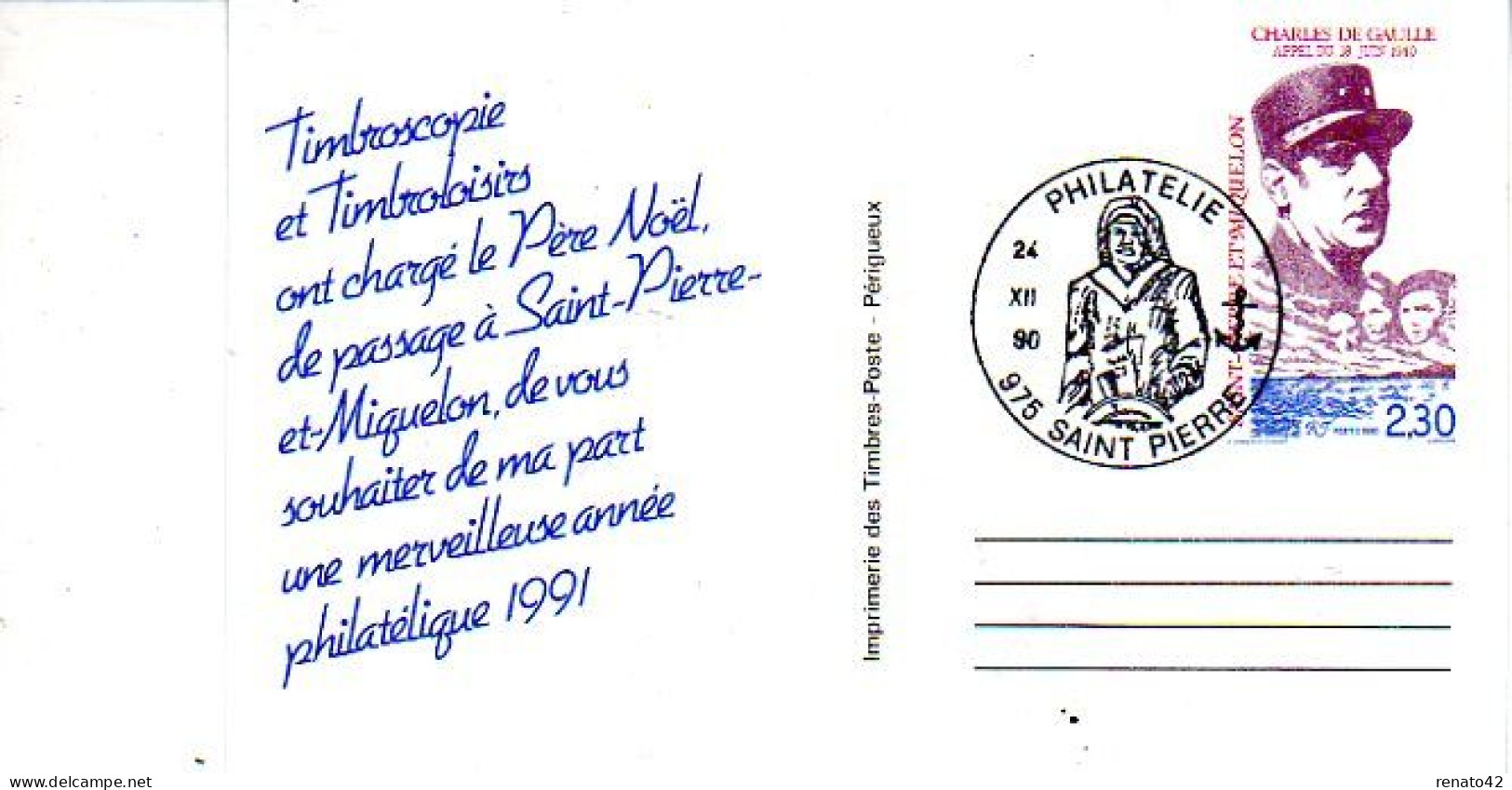 ENTIER POSTAL N°30CP CARTE OBLITEREE SAINT PIERRE ET MIQUELON - Postwaardestukken