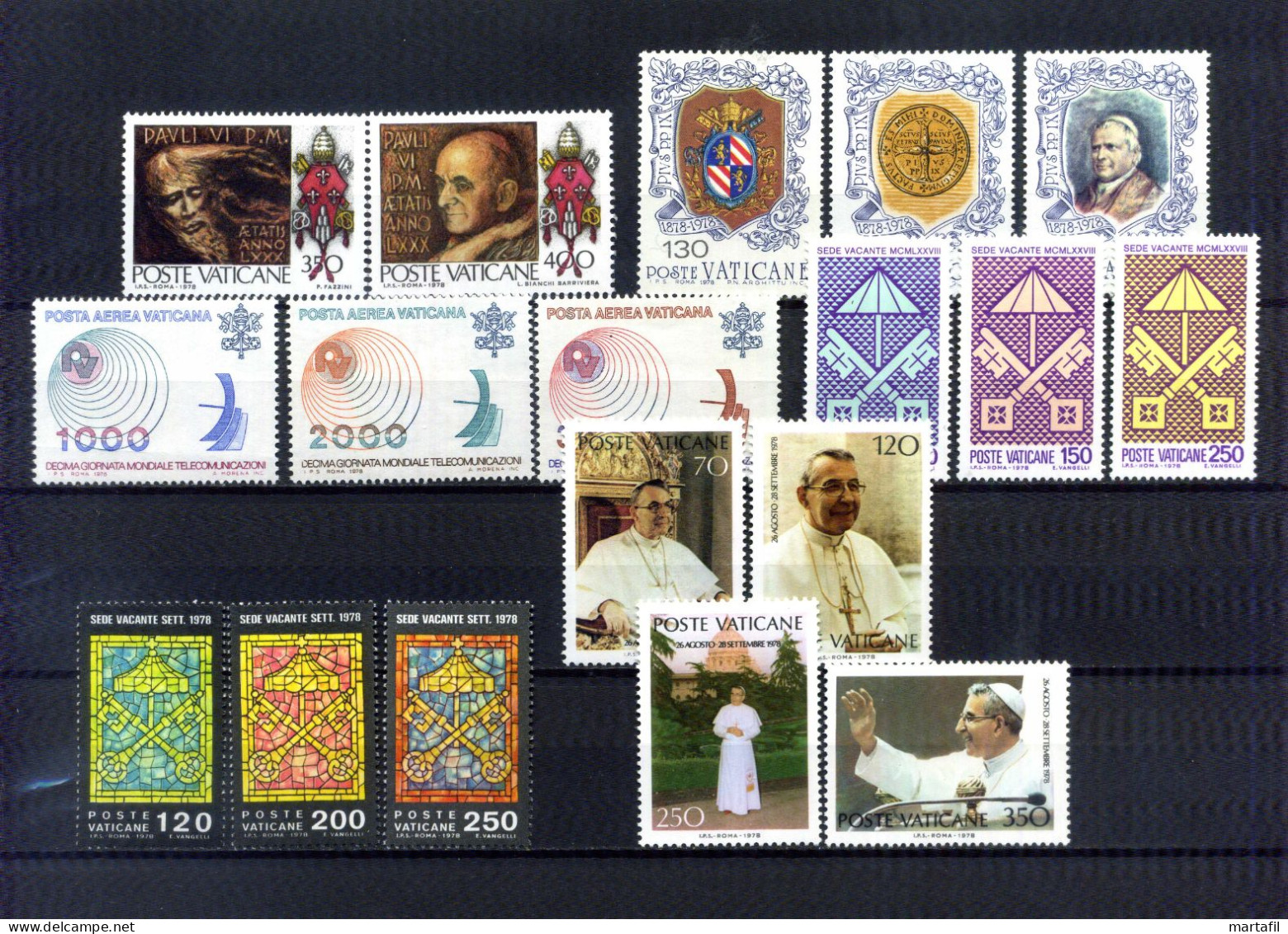 1978 VATICANO ANNATA COMPLETA Year Complete MNH ** - Volledige Jaargang