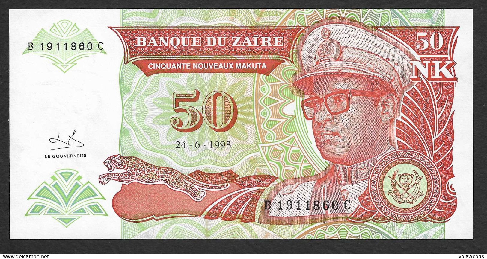 Zaire - Banconota Non Circolata FdS UNC Da 50 Nuovi Makuta P-51 - 1993 #19 - Zaire