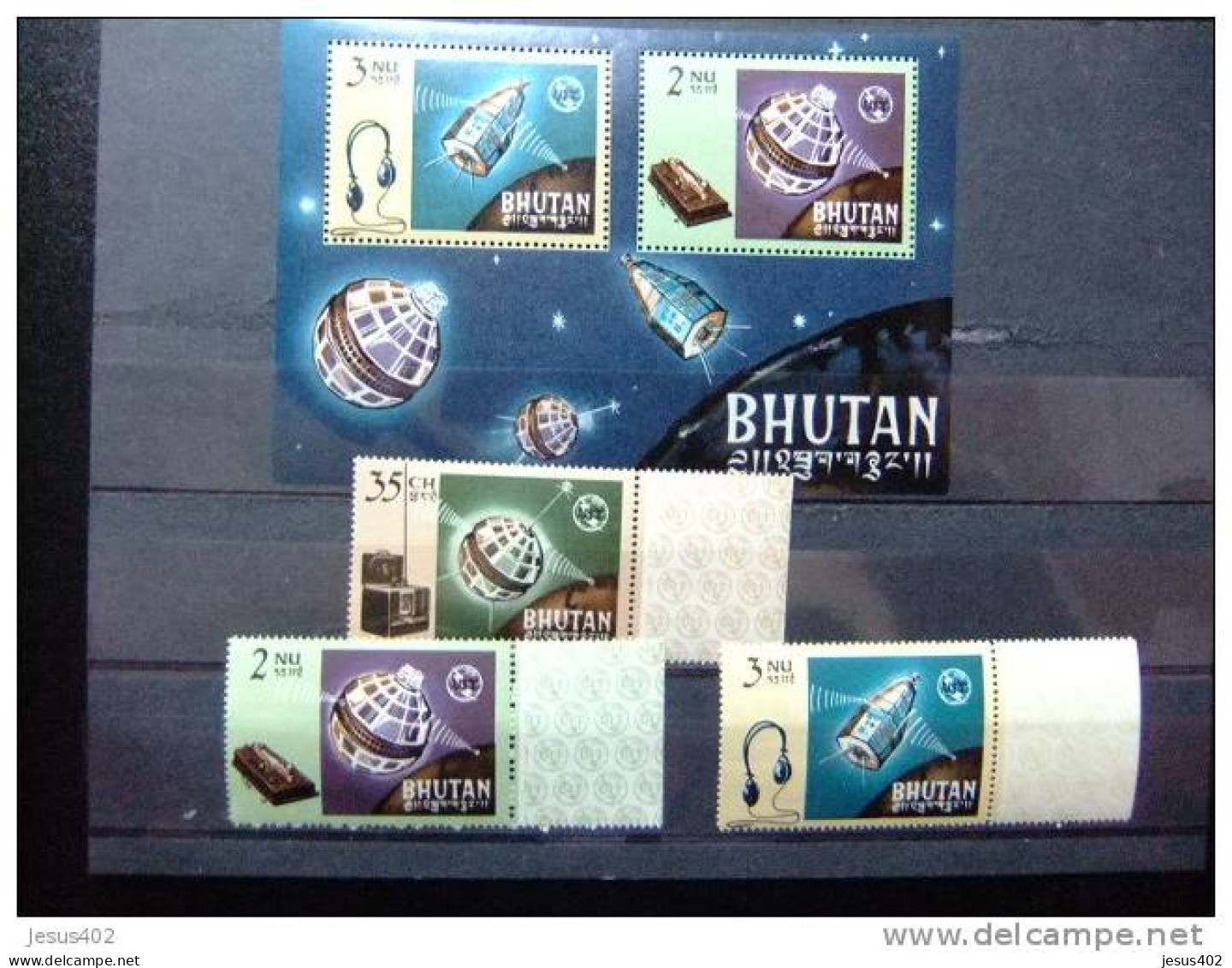 BHUTAN BHOUTAN 1966  Yvert Nº 60 / 62 + BLOC 4 ** MNH CENTENAIRE DE L'UNION DES TELECOMMUNICATIONS - Bhoutan