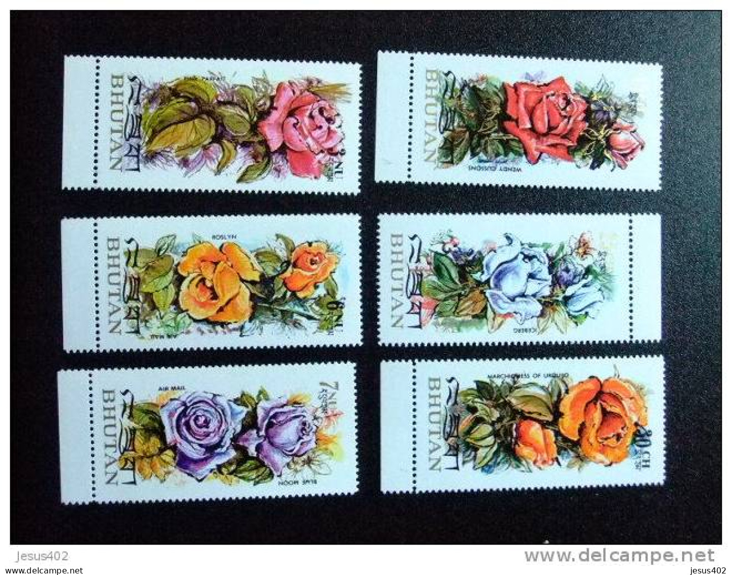 BHUTAN BHOUTAN 1973 FLORA ROSA Yvert Nº 407 / 410 + PA Nº 123 /124 ** MNH - Bhoutan