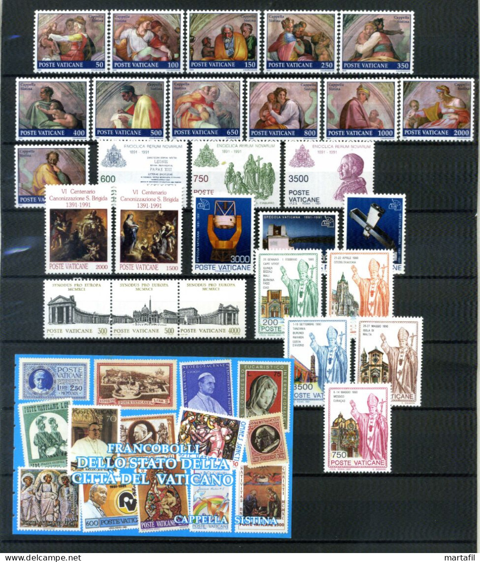 1991 VATICANO ANNATA COMPLETA Year Complete MNH ** - Full Years