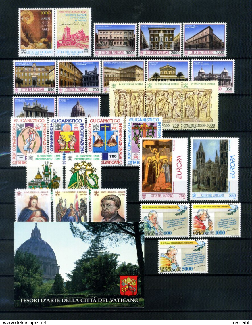 1993 VATICANO ANNATA COMPLETA Year Complete MNH ** - Años Completos