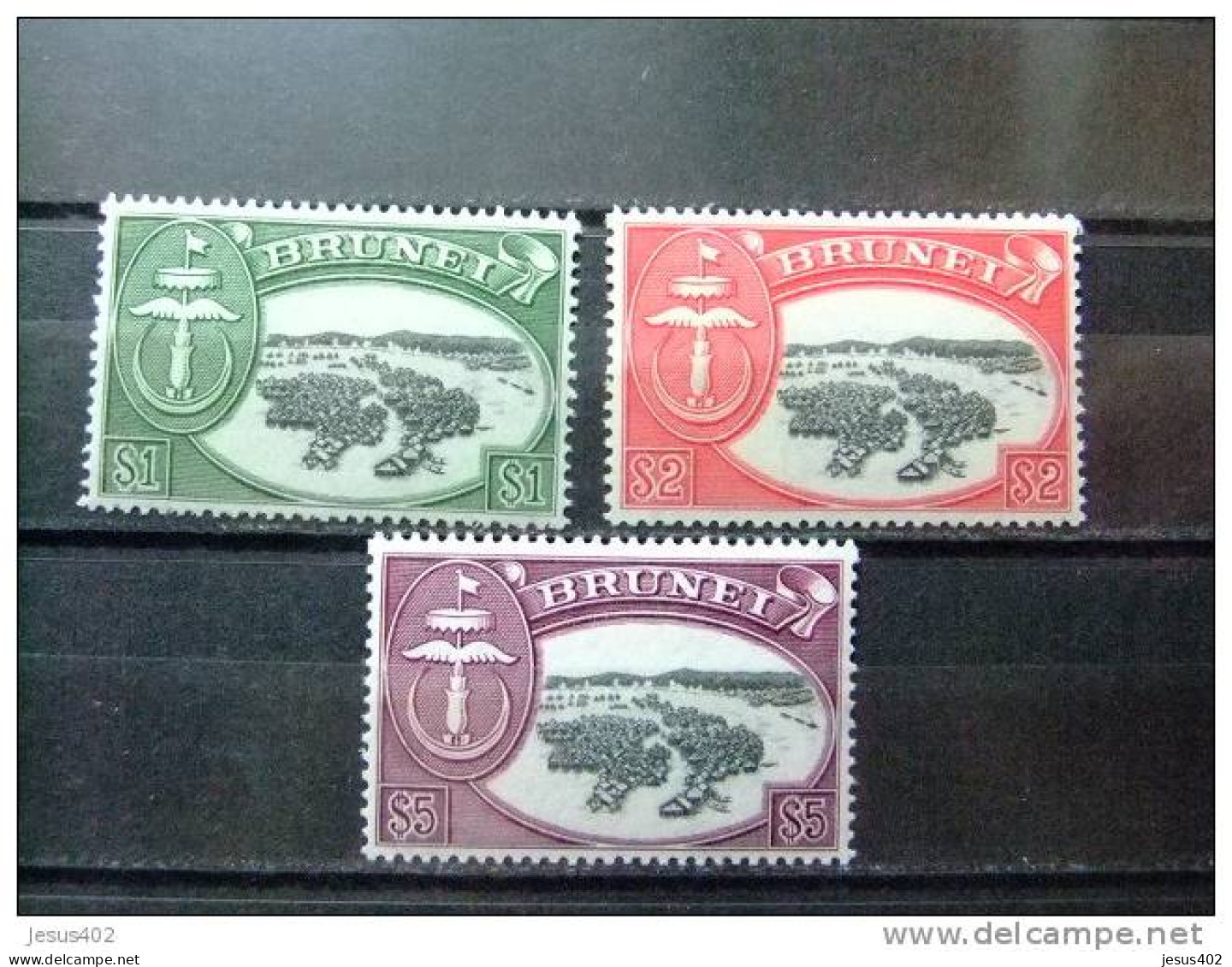 BRUNEI 1952  FLEUVE KAMPONG  Yvert Nº  95 / 97 * MH    Valores Altos De La Serie 84 /97 - Brunei (...-1984)