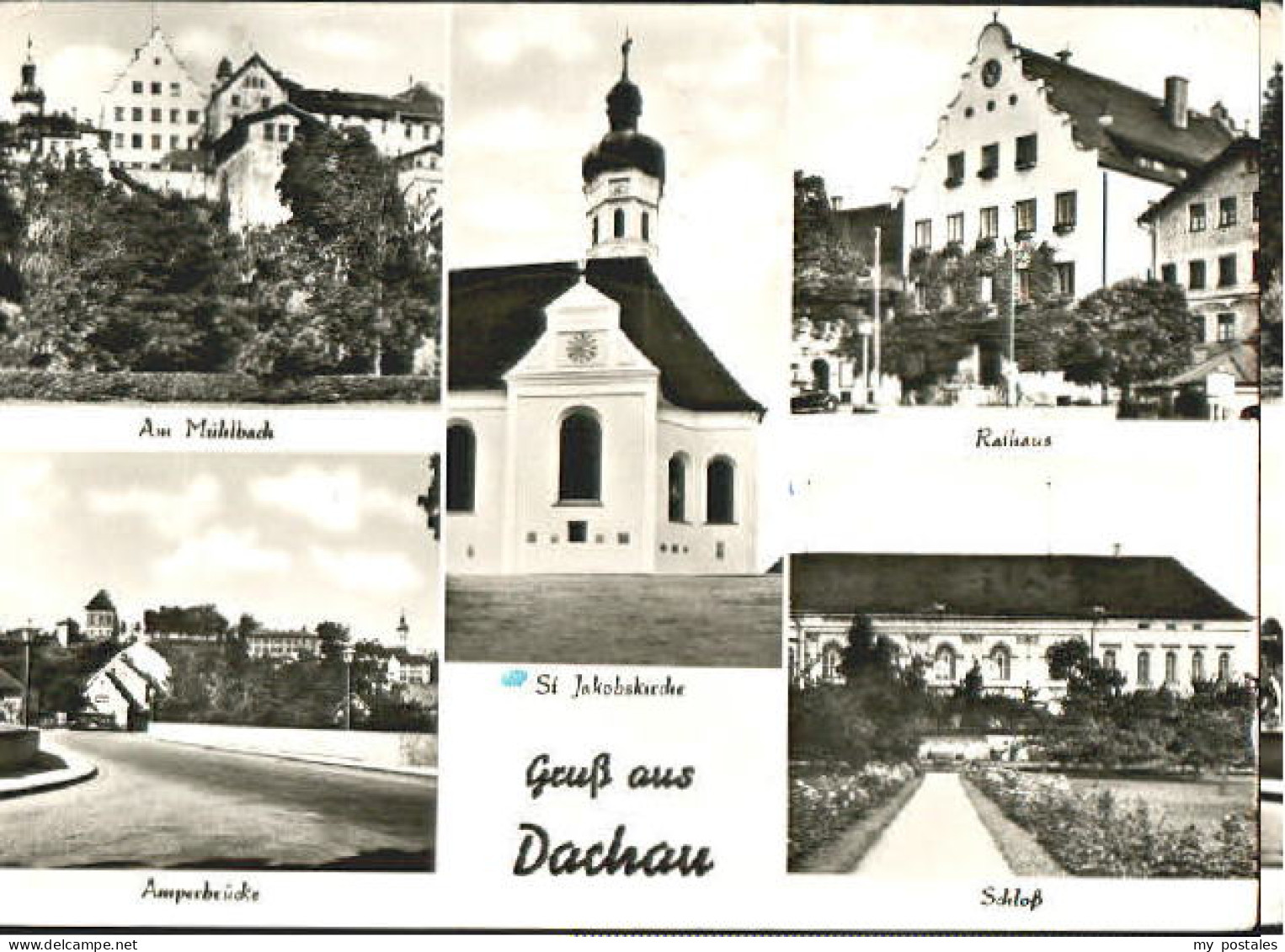 70097078 Dachau Dachau Bruecke Rathaus Schloss Kirche X 1957 Dachau - Dachau