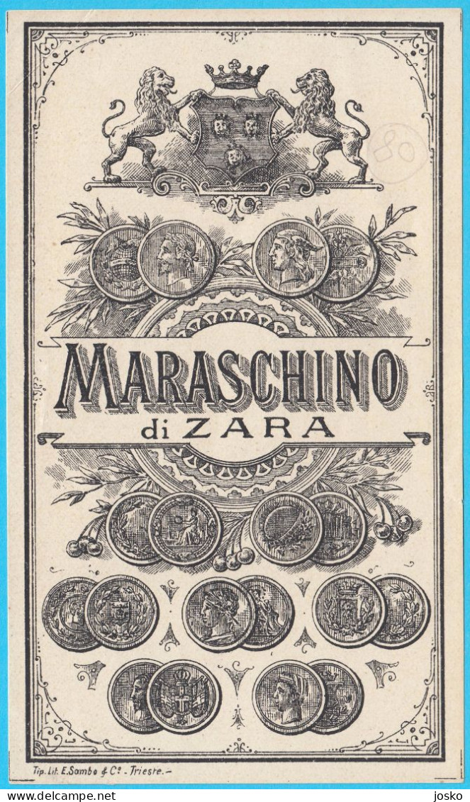 MARASCHINO Di Zara (Zadar) - Croatia Original Vintage Maraschino Label * Dalmatia Croazia Dalmazia Kroatien Croatie - Alcohol