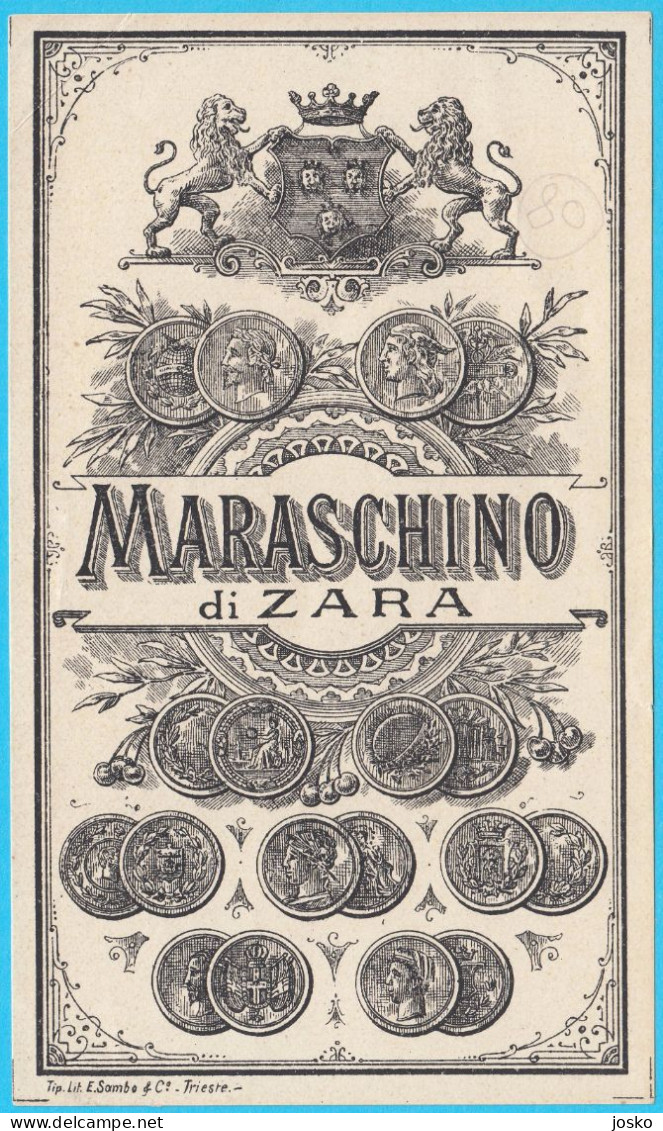 MARASCHINO Di Zara (Zadar) - Croatia Original Vintage Maraschino Label * Dalmatia Croazia Dalmazia Kroatien Croatie - Alcolici
