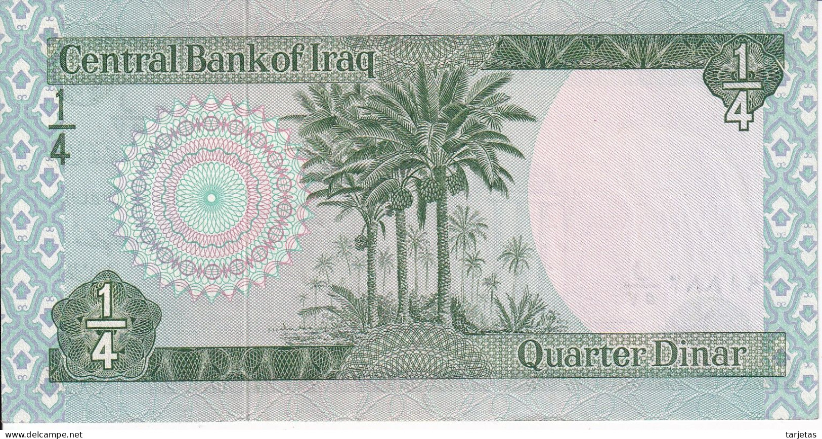 BILLETE DE IRAQ DE 1/4 DINAR DEL AÑO 1973 SIN CIRCULAR (UNC) (BANKNOTE) - Irak