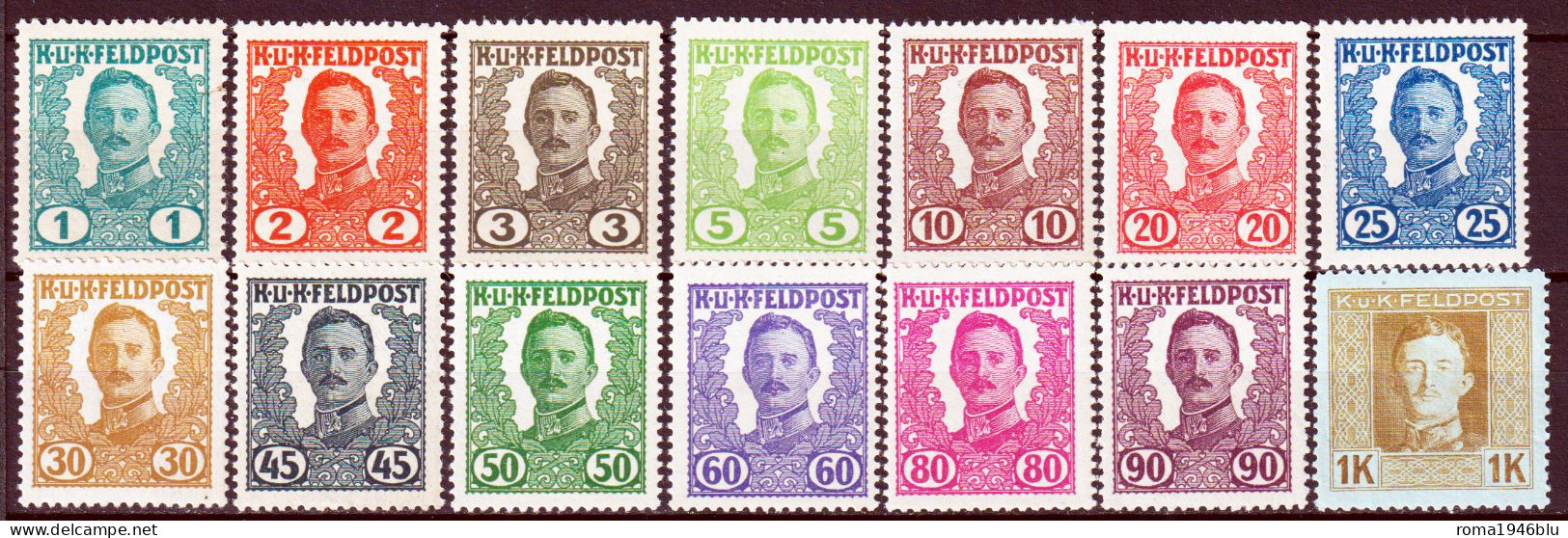 Austria-Ungheria 1918 Posta Da Campo Unif.72/85 **/MNH VF/F - Unused Stamps