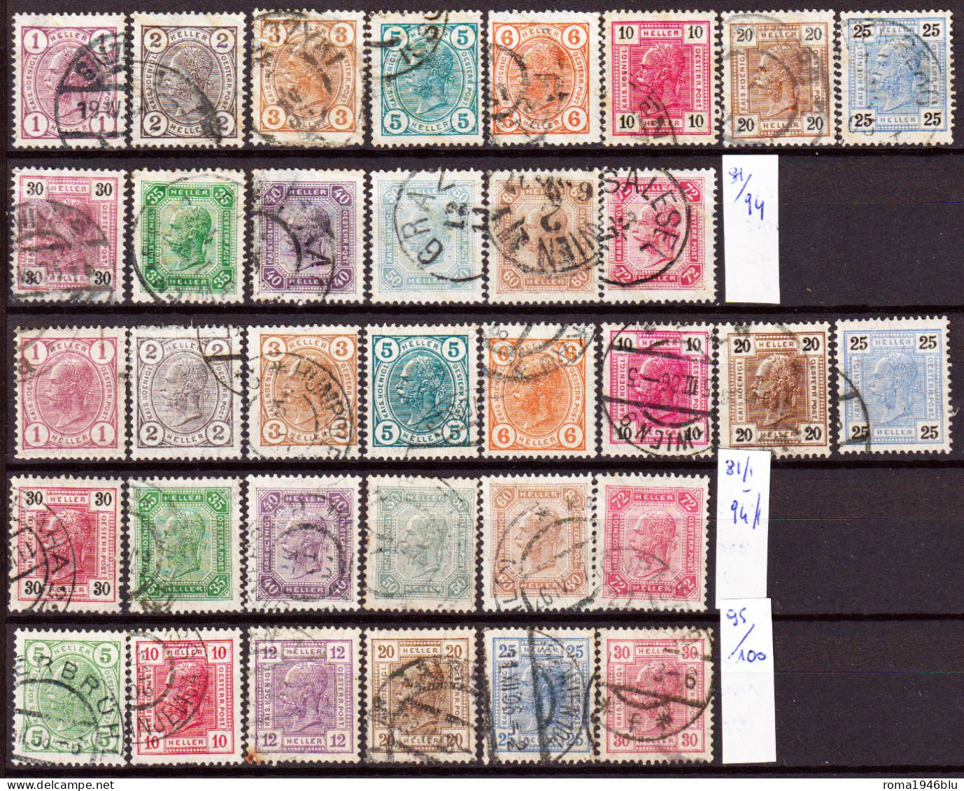 Austria 1883/1906 Periodo Completo / Complete Period Unif.40/100 O/used VF/F - Oblitérés