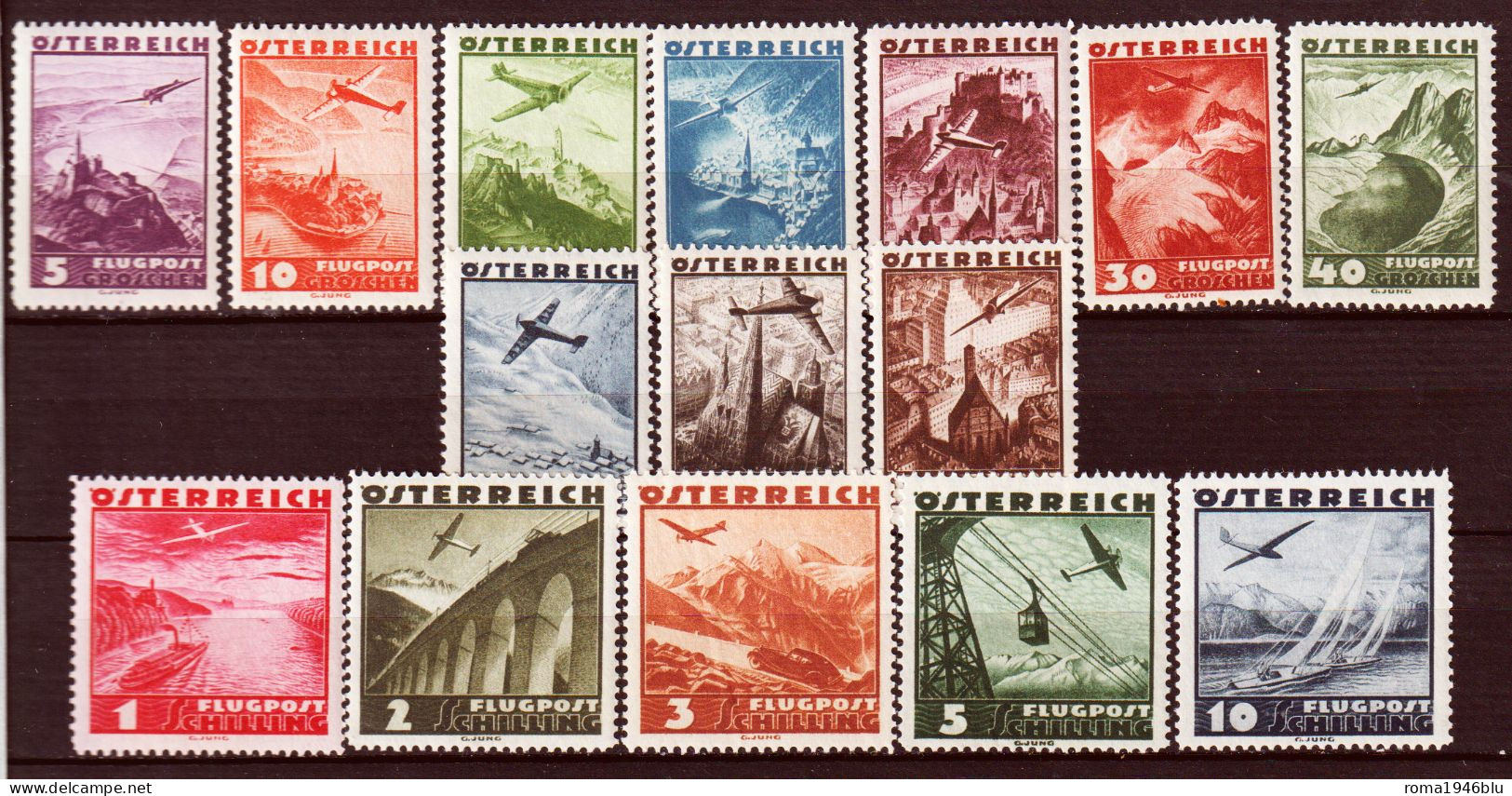 Austria 1935 Posta Aerea Unif.A32/46 **/MNH VF/F - Altri & Non Classificati