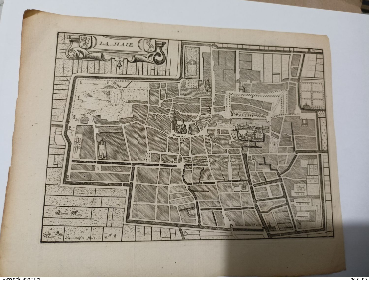 1600/1700 Mappa Le Haie Netherlands Incisione Jacobus Harrewijn L'aia Paesi Bassi - Cartes Topographiques