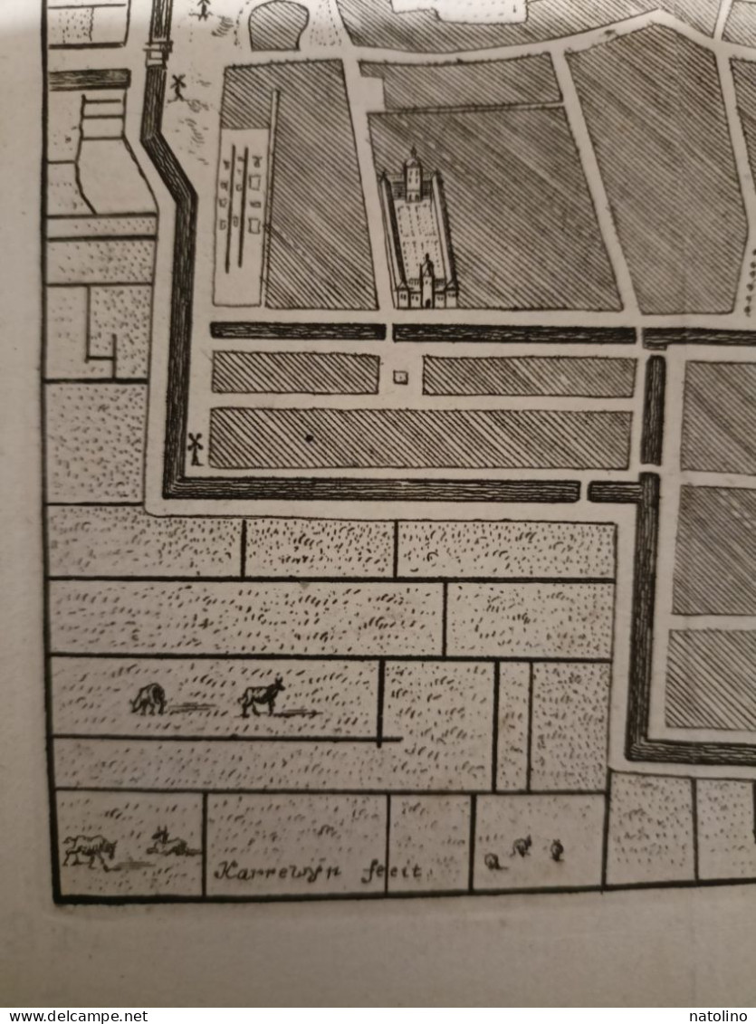 1600/1700 Mappa Le Haie Netherlands Incisione Jacobus Harrewijn L'aia Paesi Bassi - Cartes Topographiques