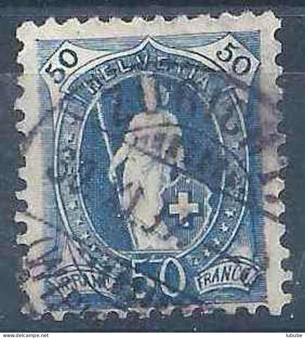 Stehende Helvetia 70D, 50 Rp.blau  ZÜRICH WIPKINGEN        1897 - Oblitérés