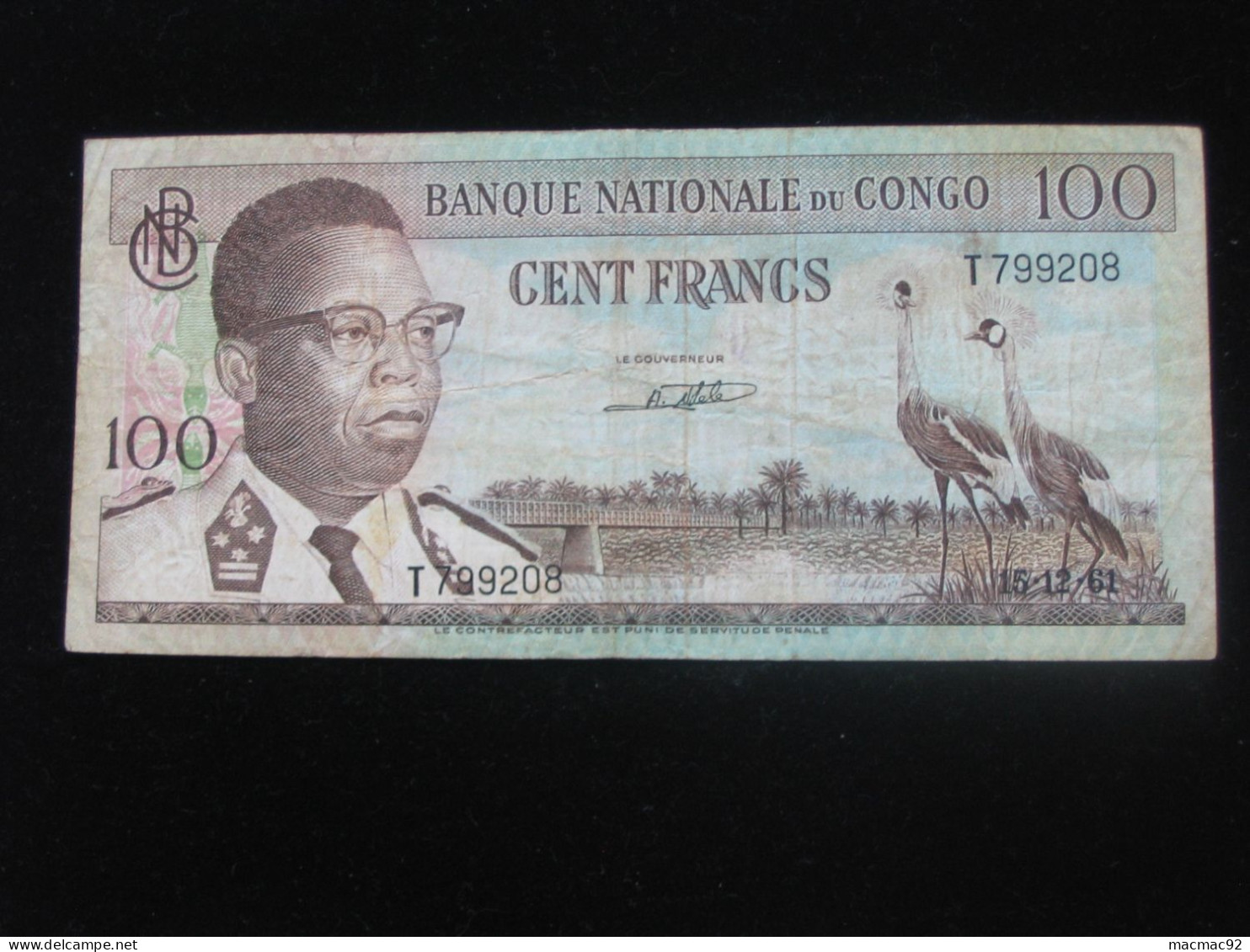 100 Francs 1961 - Banque National Du Congo  **** EN ACHAT IMMEDIAT **** - Repubblica Del Congo (Congo-Brazzaville)