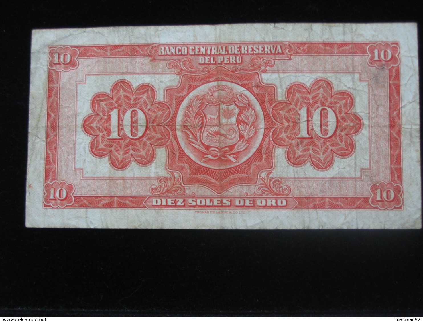 PEROU - 10 DIEZ SOLES DE ORO 1959 - Banco Central De Reserva Del Peru  **** EN ACHAT IMMEDIAT **** - Pérou