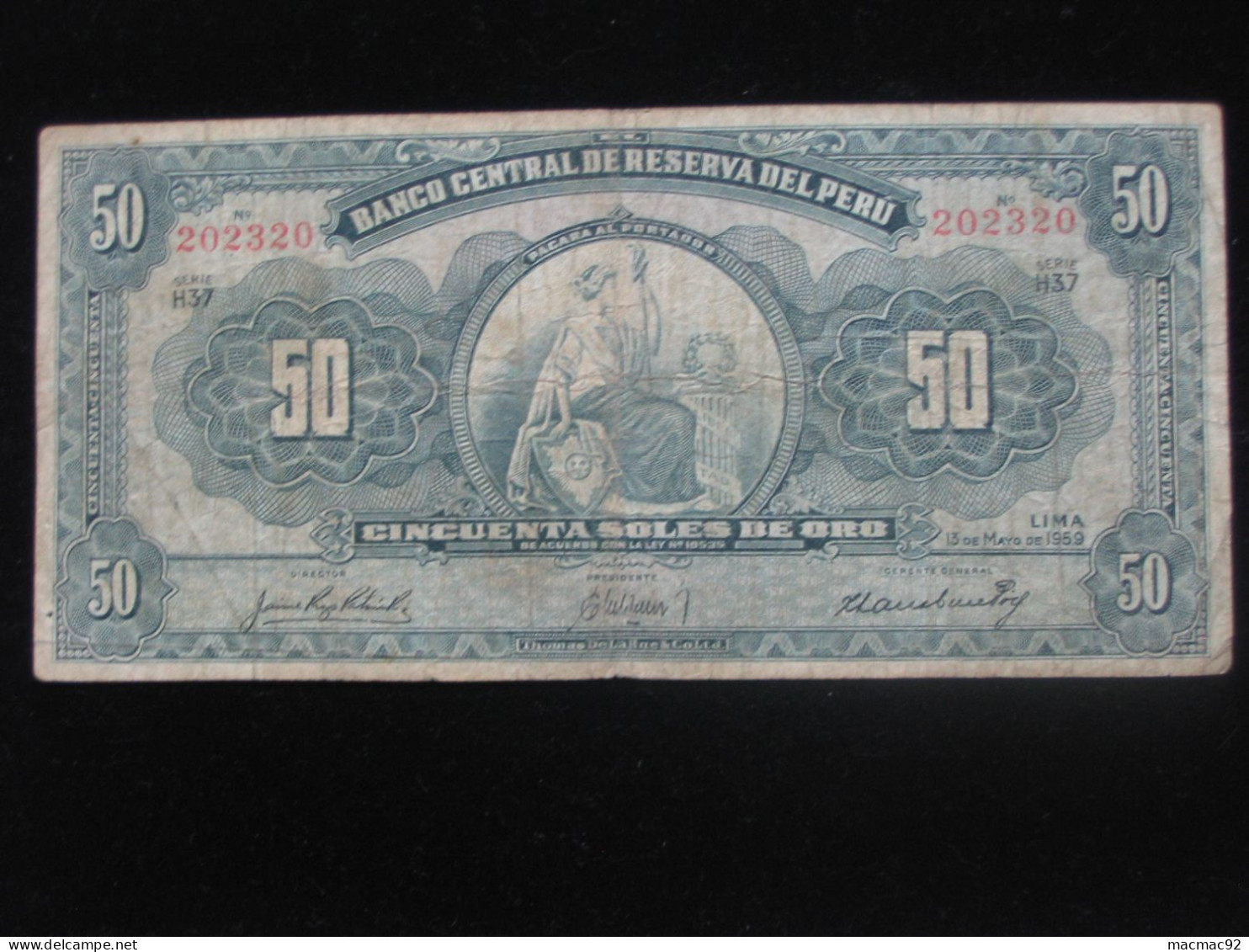 PEROU - 50 CINCUENTA SOLES DE ORO 1967 - Banco Central De Reserva Del Peru  **** EN ACHAT IMMEDIAT **** - Peru