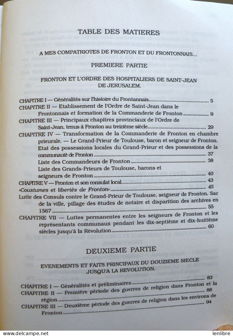 HISTOIRE De FRONTON Et Du FRONTONNAIS. A. Escudier. Imp. Sud-Toulouse. 1992. - Midi-Pyrénées