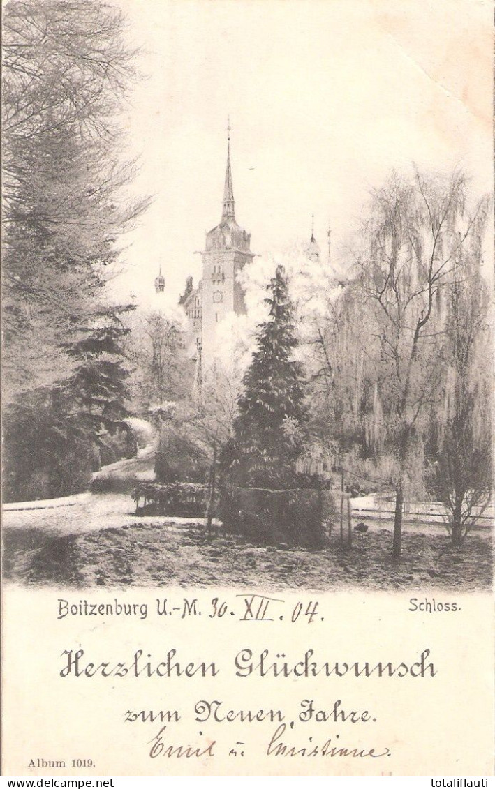 BOITZENBURG Uckermark Schloß Im Rauhreif Winter Herzlichen Glückwunsch Zum Neuen Jahre 31.12.1904 Gelaufen - Boitzenburg