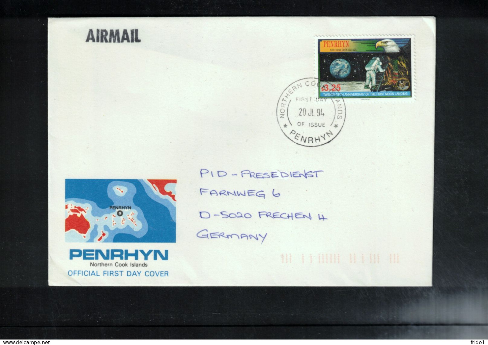 Penrhyn 1994 Space / Weltraum 25th Anniversary Of The First Moonlanding FDC - Oceanía