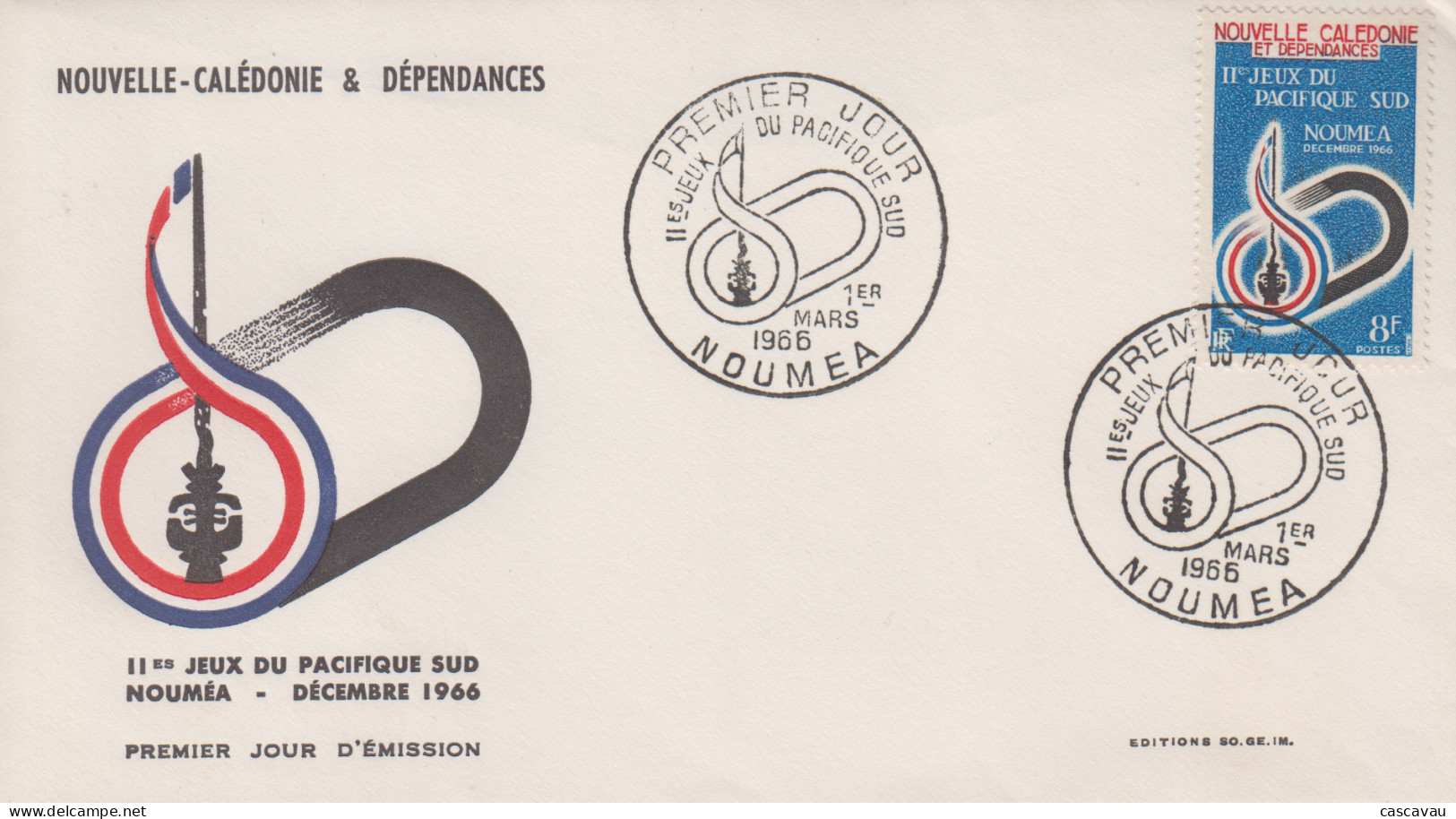 Enveloppe   FDC  1er Jour   NOUVELLE CALEDONIE   Prélude  Aux  IIémes  Jeux  Du   Pacifique  Sud   1966 - FDC