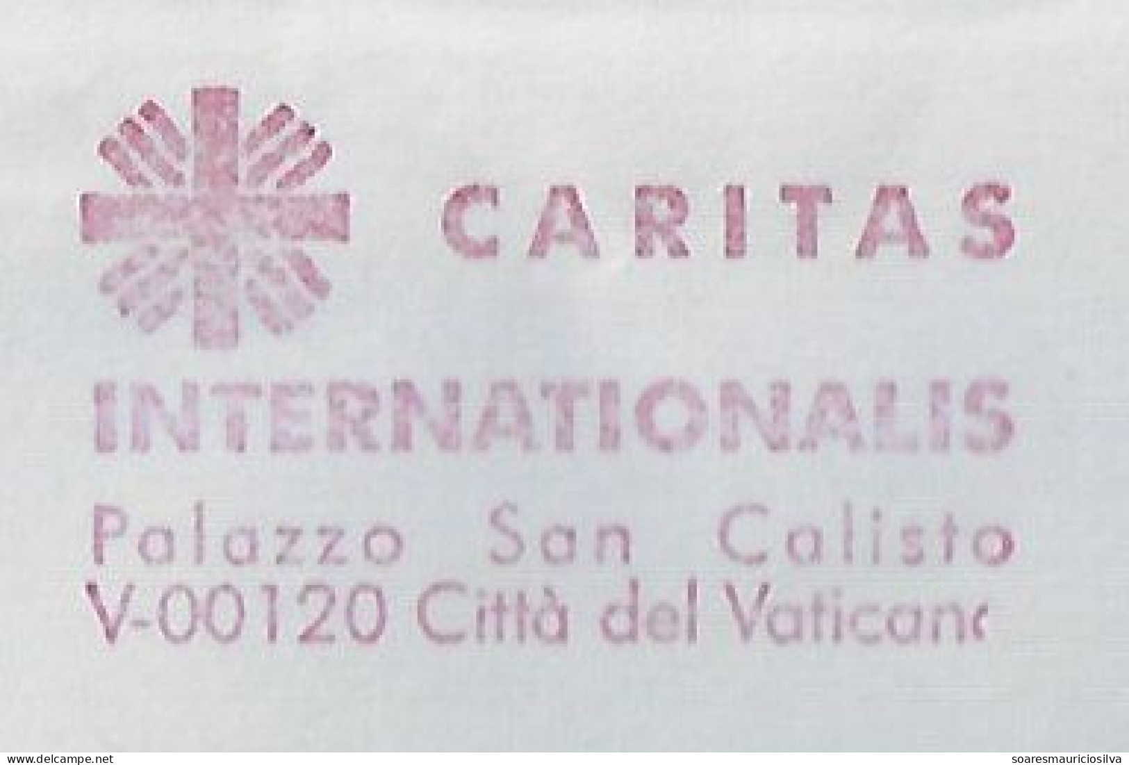 Vatican 2004 Priority Cover Fragment Meter Stamp Neopost Electronic Slogan Caritas Internationalis Charity International - Covers & Documents