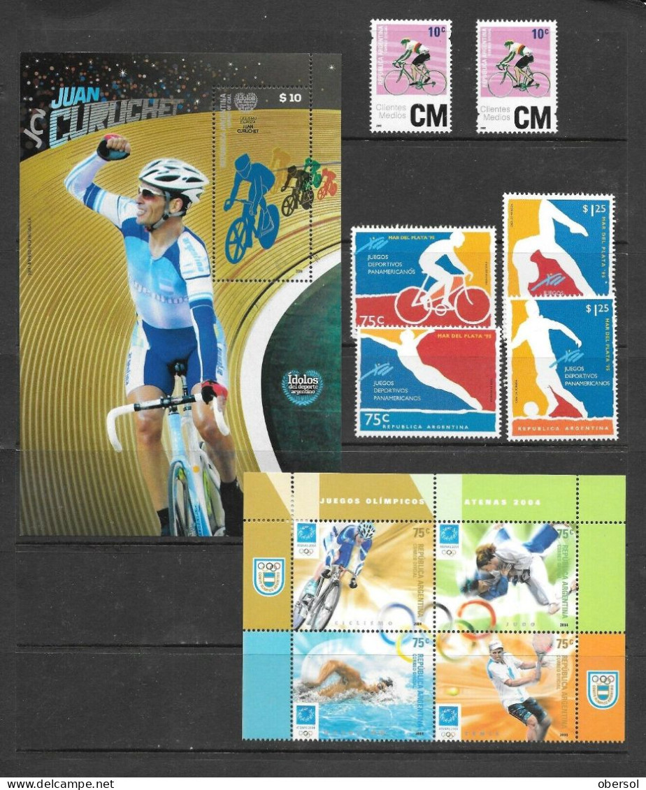 Argentina Cycling Thematic Sports Stamps Lot - All Different MNH - Collections, Lots & Séries