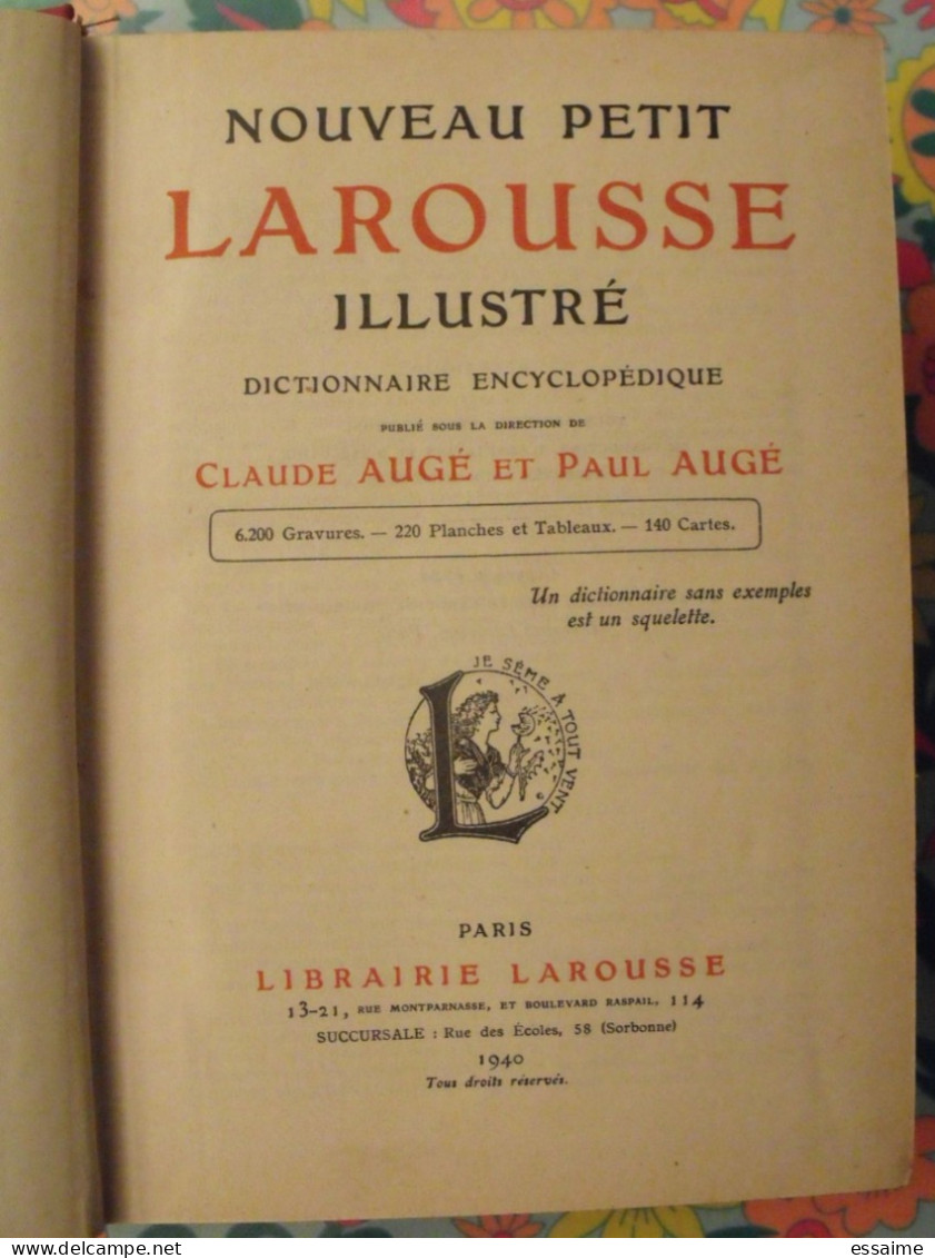 Dictionnaire Nouveau Petit Larousse Illustré. Claude Et Paul Augé. 1940 - Dictionnaires