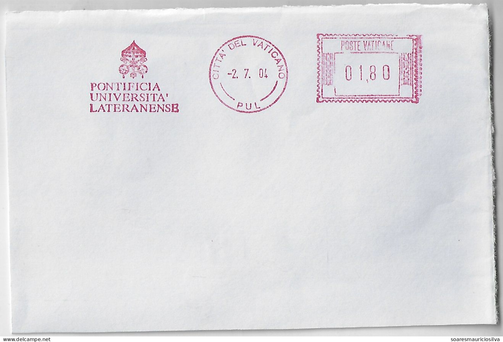 Vatican 2000 Fragment Meter Stamp Neopost Electronic Pontificia Università Lateranense Pontifical Lateran University - Storia Postale