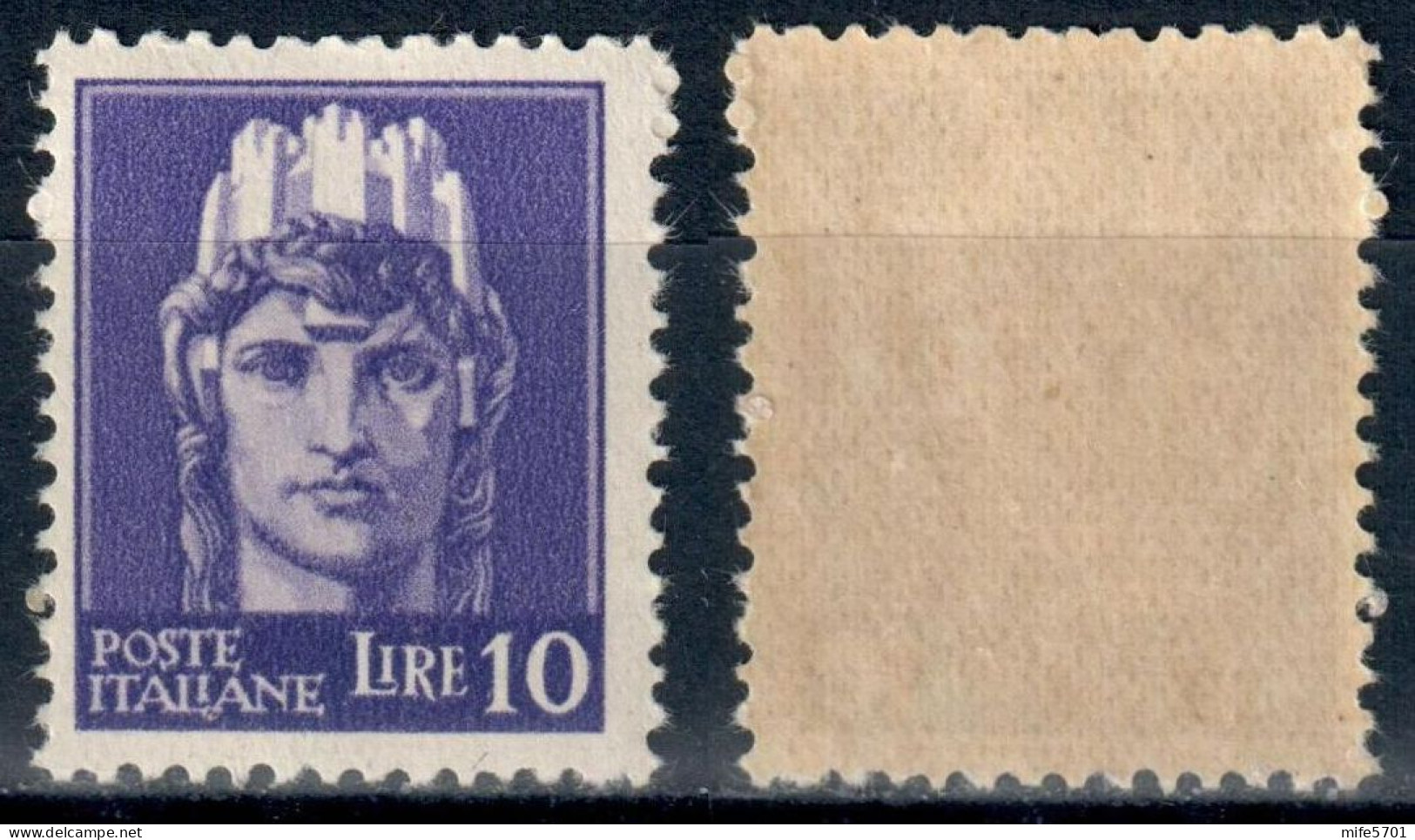 LUOGOTENENZA 1945 FRANCOBOLLO DA L. 10 EMISSIONE DI NOVARA SENZA FASCI SENZA FILIGRANA - NUOVO MNH ** SASSONE 542 - Neufs