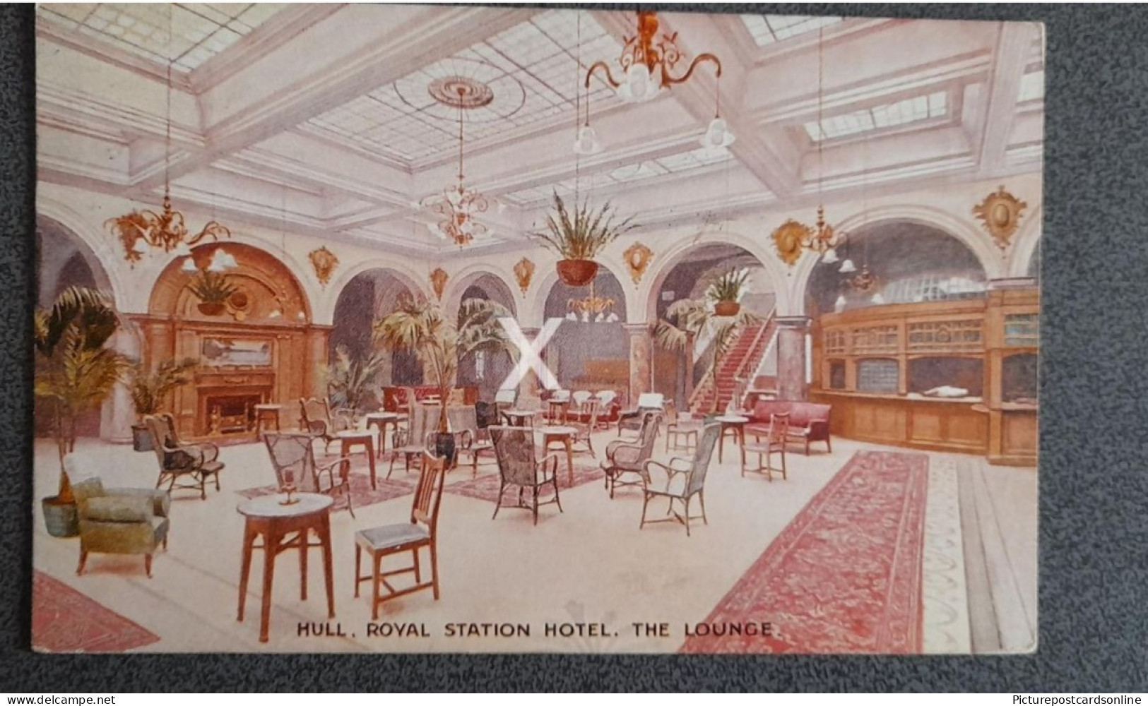 HULL ROYAL ROYAL STATION HOTEL THE LOUNGE OLD COLOUR ART POSTCARD YORKSHIRE - Hull