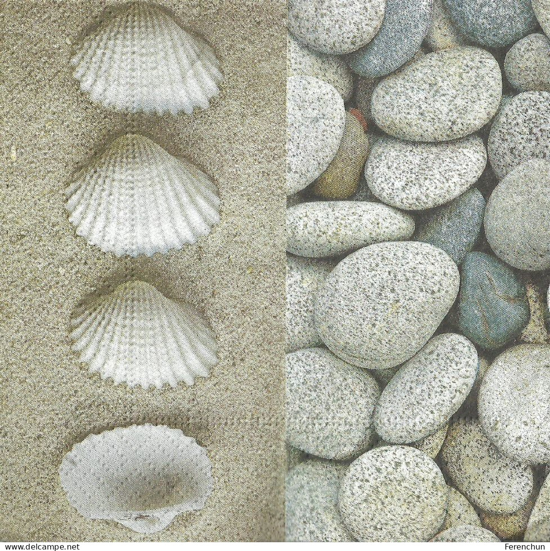 SHELL * CLAM * STONE * GRAVEL * NAPKIN * Csiga-Kagylo-Csillag-Koral 01 - Papieren Servetten (met Motieven)