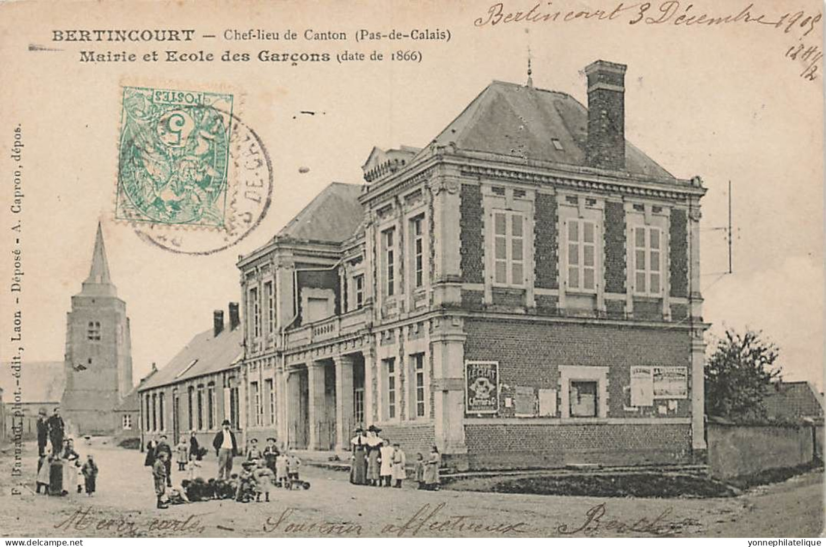 62 - PAS-DE-CALAIS - BERTINCOURT - Chef-lieu De Canton - Mairie Et école Des Garçons - 10447 - Bertincourt