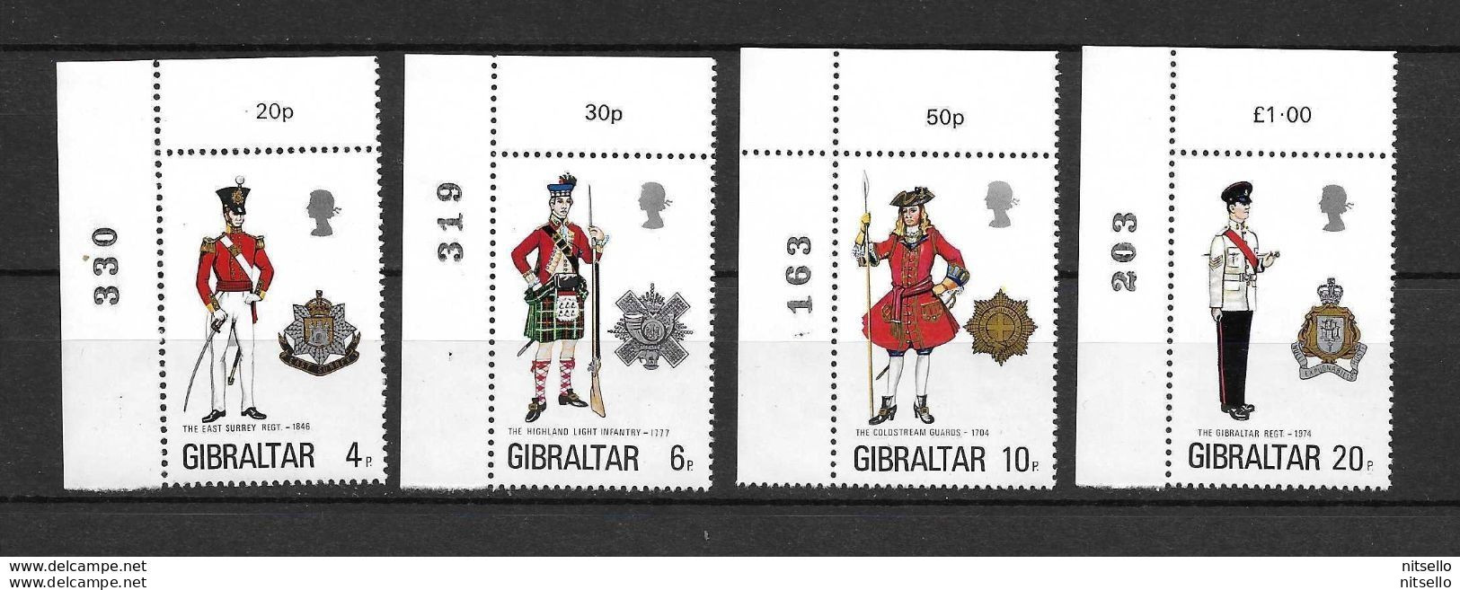 LOTE 1992  //// GIBRALTAR 1975  //  YVERT Nº: 316/319  **MNH   //  CATALOG / COTE: 6€ - Gibraltar