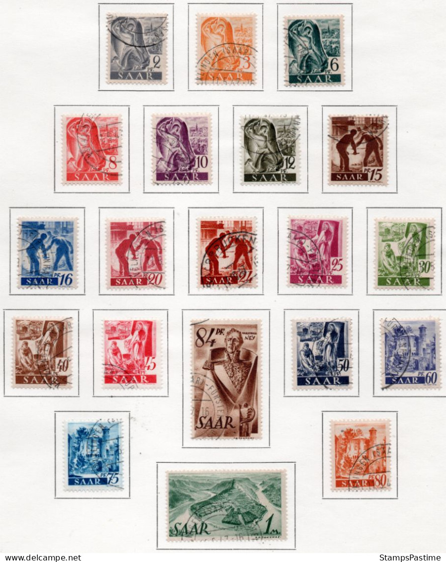 SAAR - SARRE Serie Completa X 20 Sellos Usados OCUPACIÓN FRANCESA Año 1947 – Valorizada En Catálogo € 69,60 - Oblitérés